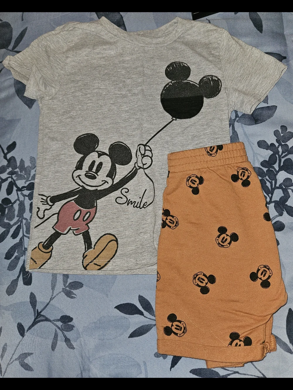 Toddler Boy's Mickey Mouse Tee with Brownish Orange Mickey Shorts Set 4T
